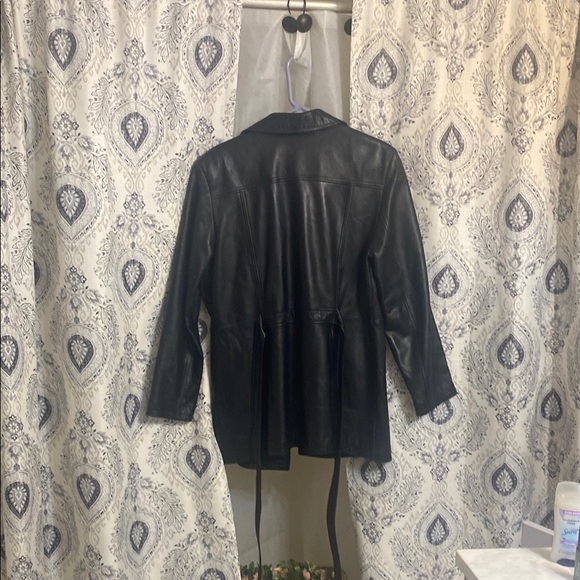 Nine West Black Leather Jacket Tailored Fit - Picture 2 of 4